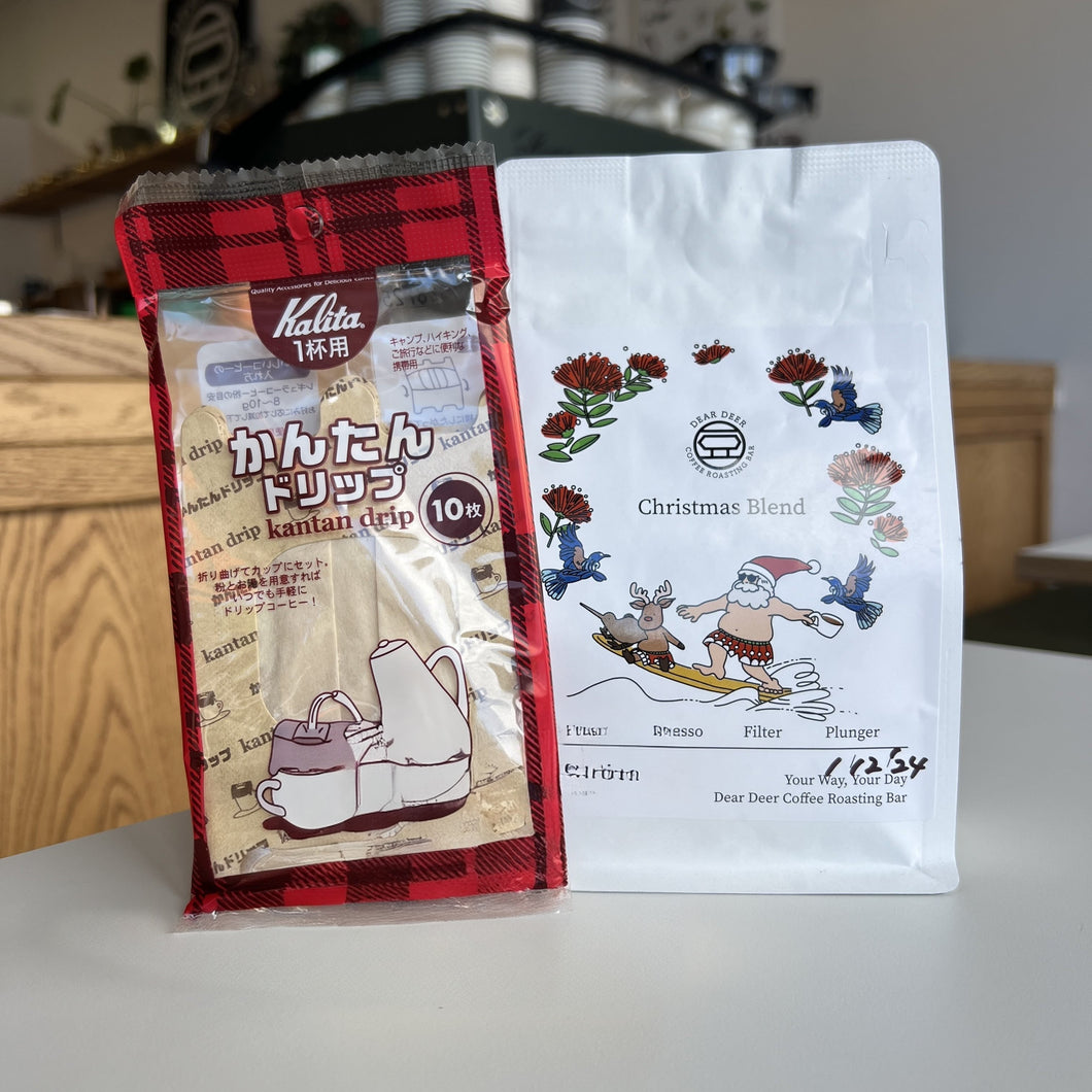 SET A: [2024 Christmas Gift] Single Pack + Kalita Easy Dripper (10P) - Christmas  Blend 2024 250g  x Kalita Easy Dripper (10P)